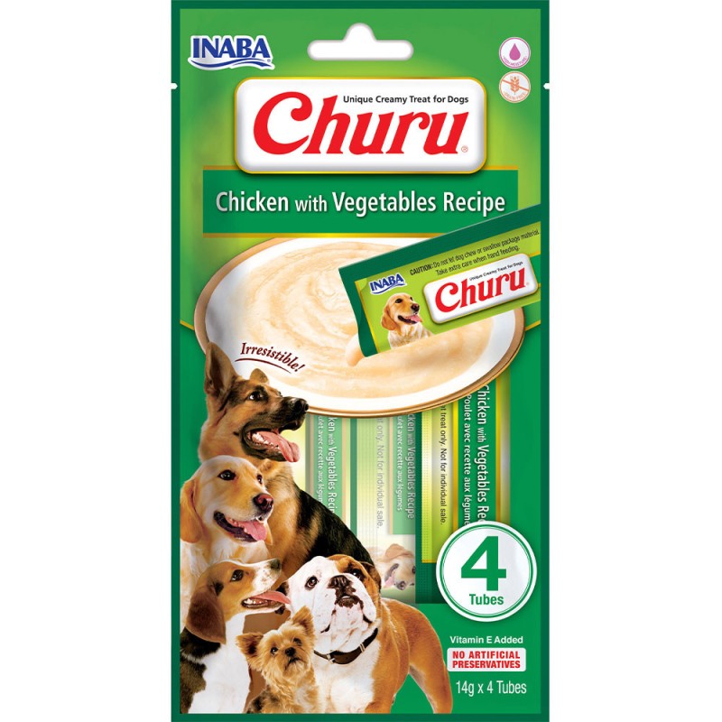 INABA Churu Рідкі ласощі для собак вершковий мус з куркою та овочами