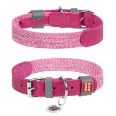 Collar Waudog Classic Нашийник для собак зі шкіри та відновленої бавовни рожевий
