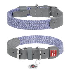 Collar Waudog Classic Нашийник для собак зі шкіри та відновленої бавовни сірий