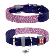 Collar Waudog Classic Нашийник для собак зі шкіри та відновленої бавовни фіолетовий