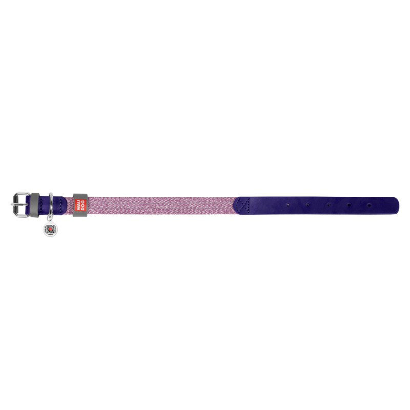 Collar Waudog Classic Нашийник для собак зі шкіри та відновленої бавовни фіолетовий