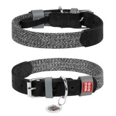 Collar Waudog Classic Нашийник для собак зі шкіри та відновленої бавовни чорний