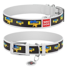 Collar Waudog Design Нашийник для собак шкіряний c QR паспортом Будинок білий