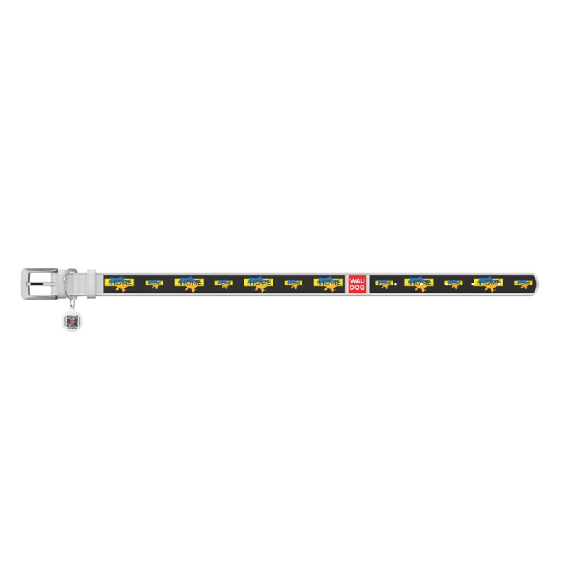 Collar Waudog Design Нашийник для собак шкіряний c QR паспортом Будинок білий