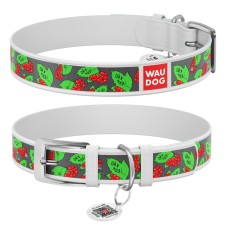 Collar Waudog Design Нашийник для собак шкіряний c QR паспортом Калина білий