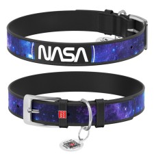 Collar Waudog Design Нашийник для собак шкіряний з QR паспортом NASA21 чорний