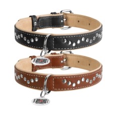 Collar Waudog Soft Нашийник для собак шкіряний з металевими прикрасами у вигляді змійки