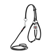 Collar Waudog Soft Шлея з повідцем для собак шкіряна кругла чорна