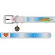 Collar Waudog Design Нашийник для собак шкіряний з QR паспортом Супермен 2 білий