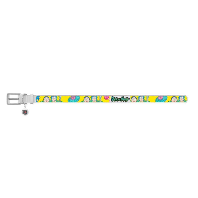 Collar Waudog Design Нашийник для собак шкіряний з QR паспортом Рік та Морті 1 білий
