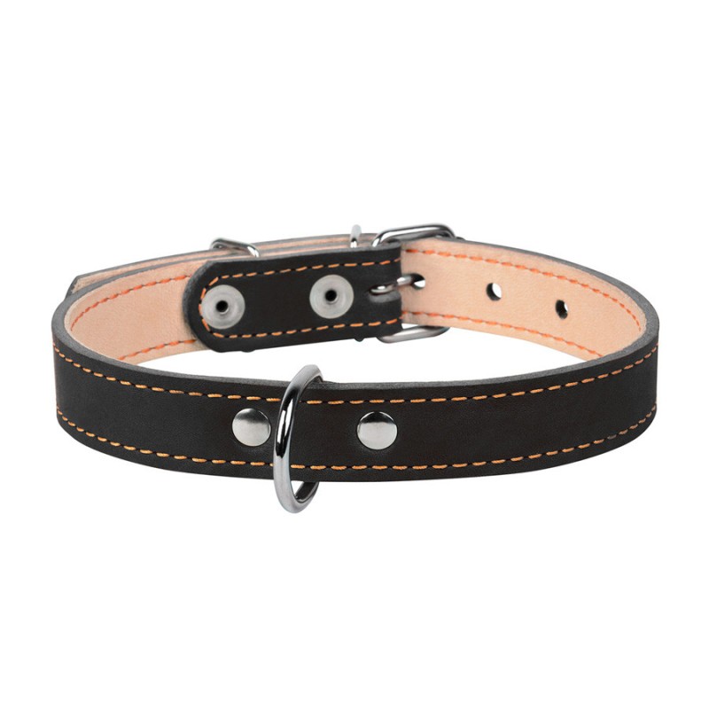Collar Нашийник для собак шкіряний подвійний чорний