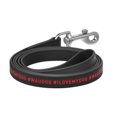 Collar Waudog Design Повідець для собак шкіряний I Love My Dog чорний