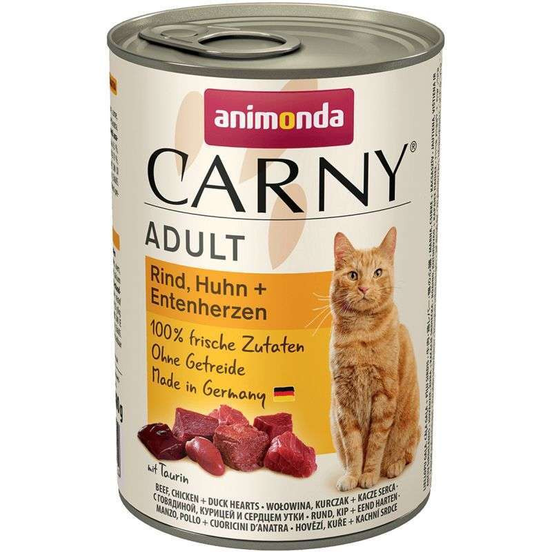 Animonda Carny Adult Beef+Chicken hearts Консерви для котів з яловичиною, куркою та качині серця