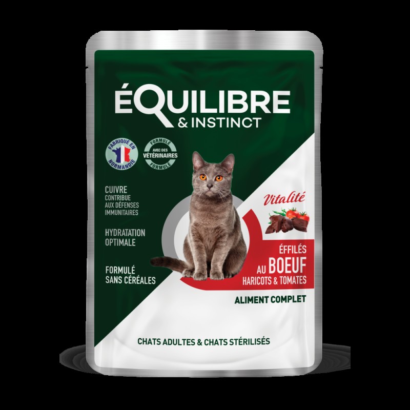 Equilibre & instinct Консерви для дорослих стерилізованих кішок шматочки в соусі з яловичиною