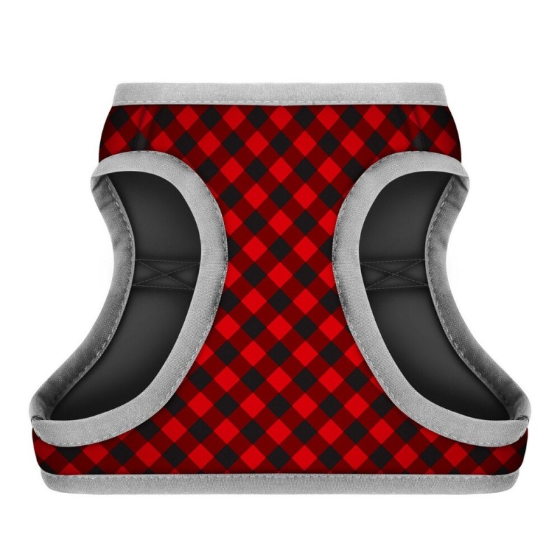 Collar Waudog Clothes Шлей для собак м'яка Шотландка червона