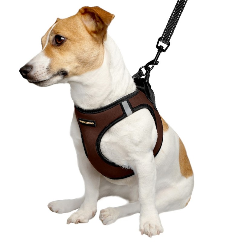 Bronzedog Sport Vest Шлей для собак неопрен 3D сітка коричневий