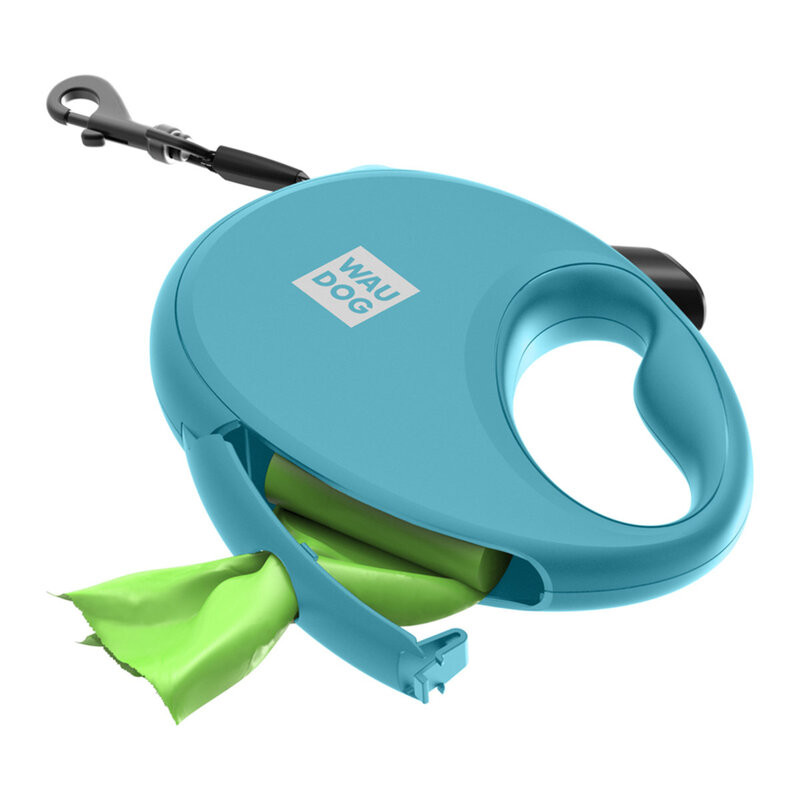 Collar WAUDOG R-leash Повідець-рулетка для собак із контейнером для пакетів блакитна
