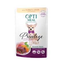 Optimeal Privilege Adult Dog Grain Free Беззернові консерви для дорослих собак дрібних порід з індичкою та печінкою у гарбузовому желі