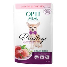 Optimeal Privilege Adult Dog Grain Беззернові консерви для дорослих собак дрібних порід з телятиною та курячим філе в соусі