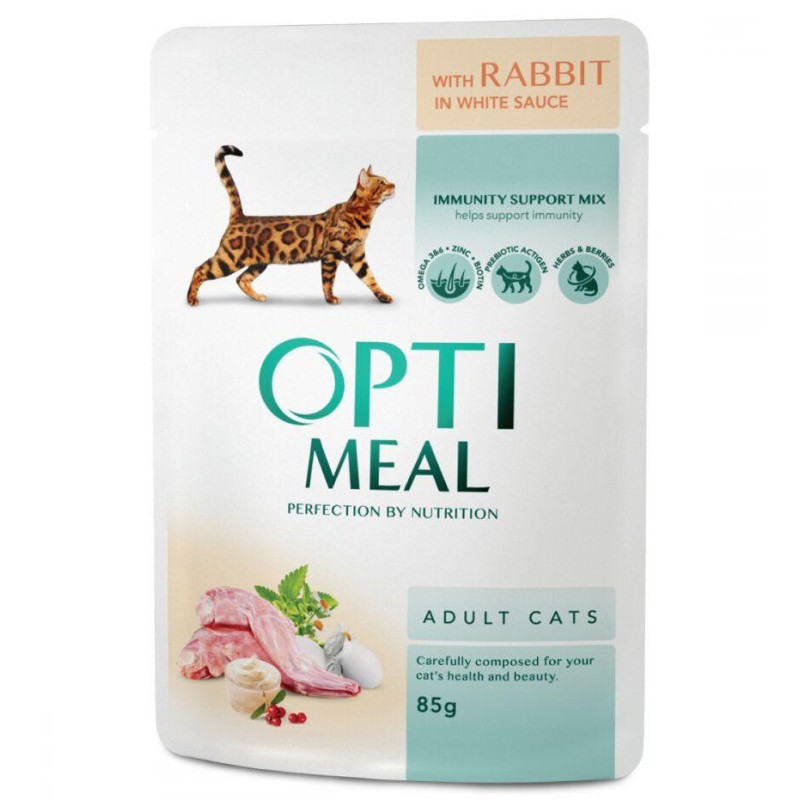 Optimeal Cat Adult Консерви для дорослих кішок з кроликом у білому соусі