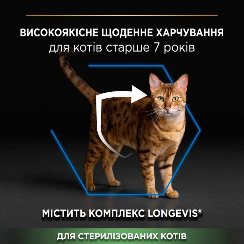 Pro Plan Senior 7+ Sterilised Longevis Turkey Сухий корм для стерилізованих кішок старше 7 років з індичкою