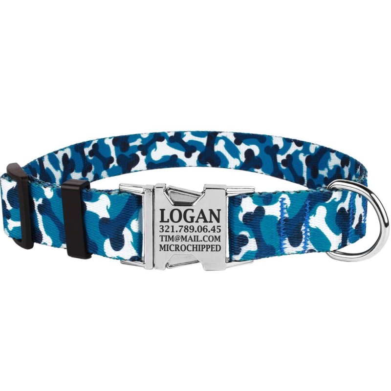 Bronzedog Urban Нашийник для собак металева застібка кісточка блакитна