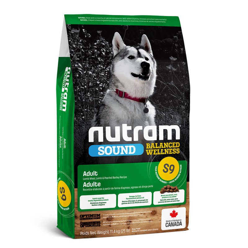 Nutram Sound Adult Lamb S9 Холістик корм для дорослих собак з ягнятком та ячменем