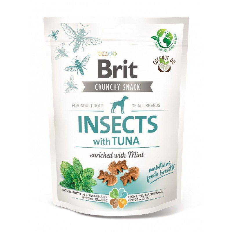 Brit Care Dog Crunchy Cracker Insects with Tuna Лакомства для взрослых собак с насекомыми и тунцом