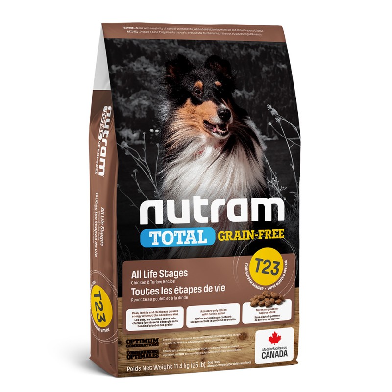 Nutram Total Grain-Free T23 Холістик беззерновий корм для дорослих собак з індичкою та куркою