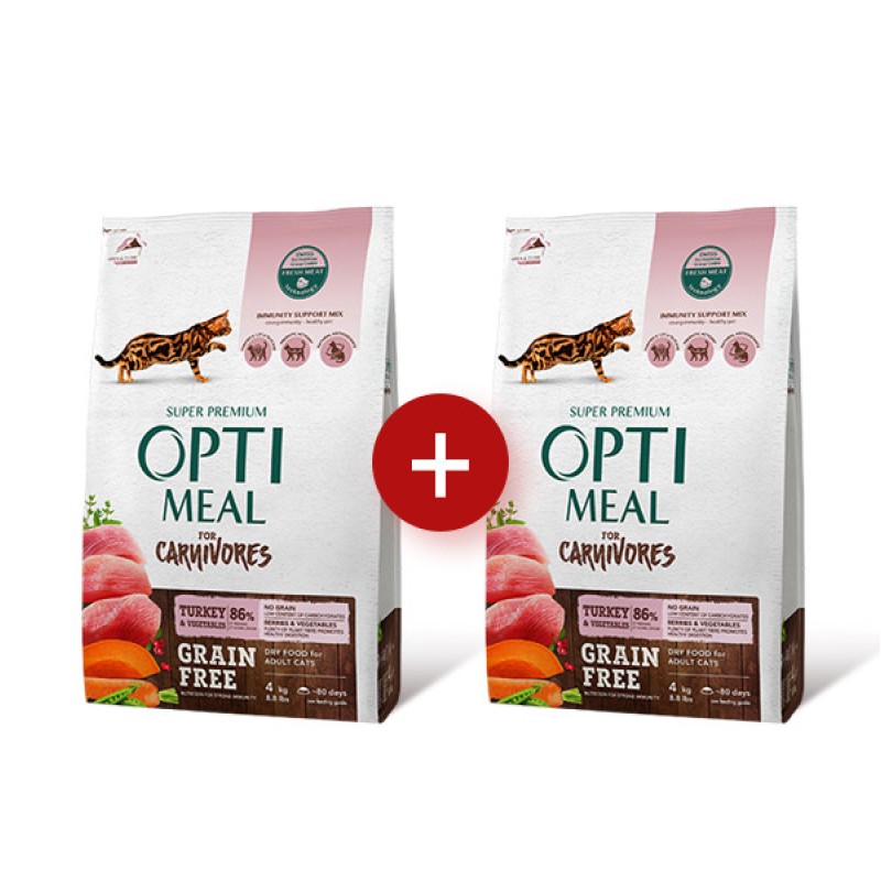 Optimeal Cat Adult for Carnivores Grain Free Беззерновий сухий корм для кішок з індичкою та овочами