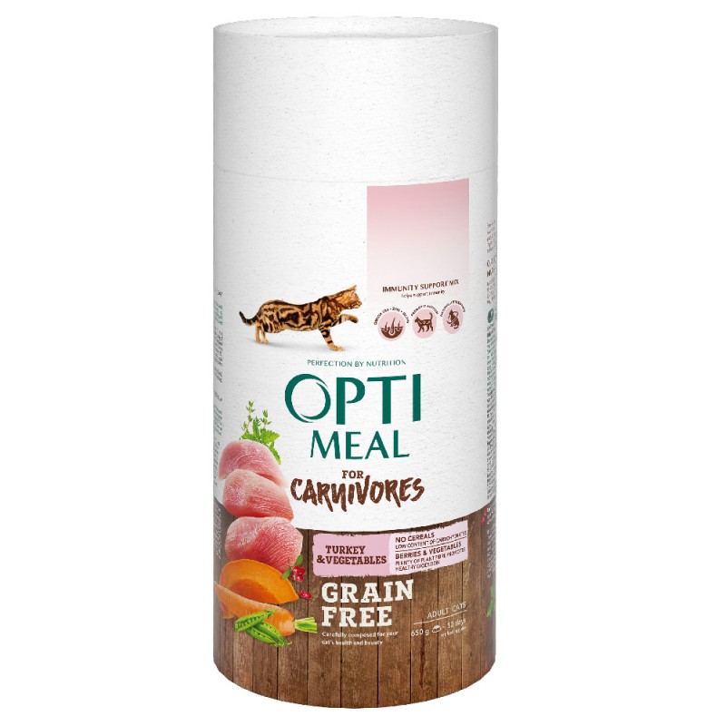 Optimeal Cat Adult for Carnivores Grain Free Беззерновий сухий корм для кішок з індичкою та овочами