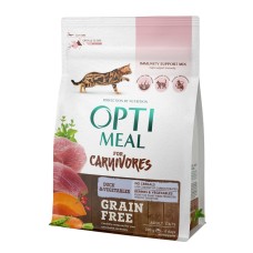 Optimeal Cat Adult for Carnivores Grain Free Беззерновий сухий корм для дорослих кішок з качкою та овочами