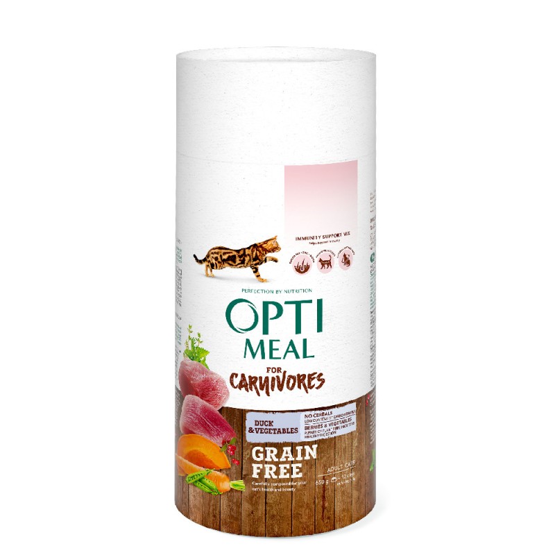 Optimeal Cat Adult for Carnivores Grain Free Беззерновий сухий корм для дорослих кішок з качкою та овочами