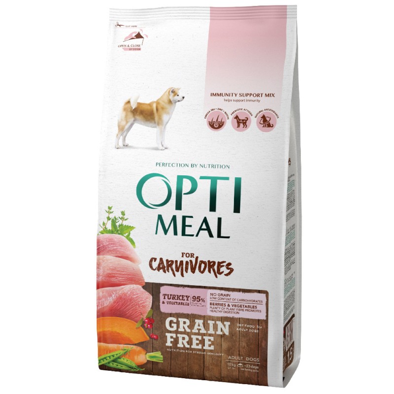 Optimeal Dog Adult for Carnivores Grain Free Беззерновий сухий корм для дорослих собак з індичкою та овочами
