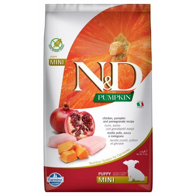 Farmina N&D Grain Free Pumpkin Chicken & Pomegranate Puppy Mini Сухий корм для цуценят дрібних порід з куркою та гранатом
