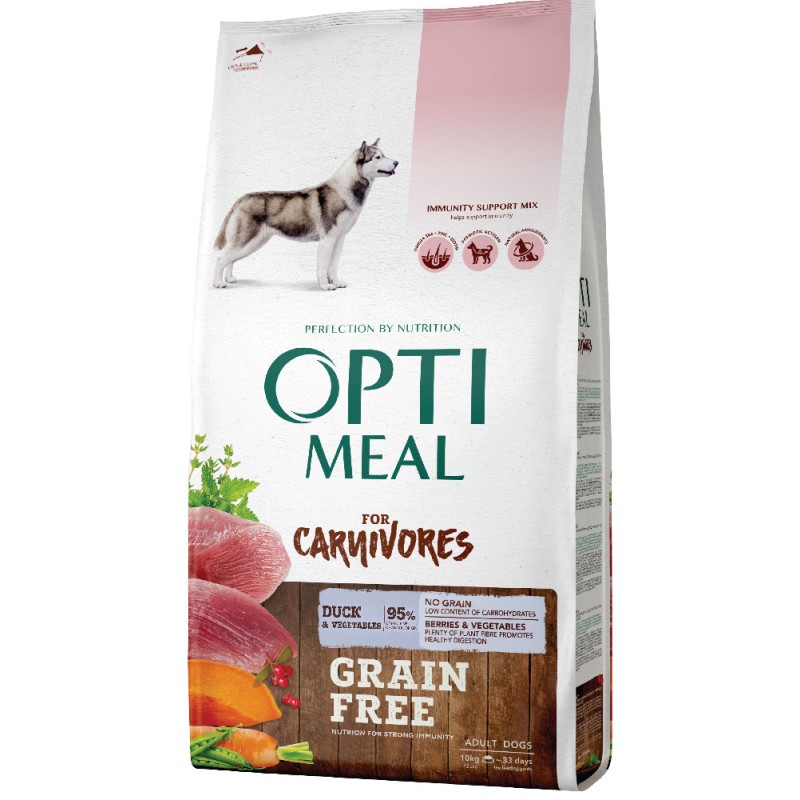 Optimeal Dog Adult for Carnivores Grain Free Беззерновий сухий корм для дорослих собак з качкою та овочами