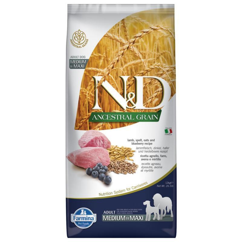 Farmina N&D Low Grain Lamb & Blueberry Adult Medium & Maxi Сухий корм для собак середніх і великих порід з ягнятком та чорницею