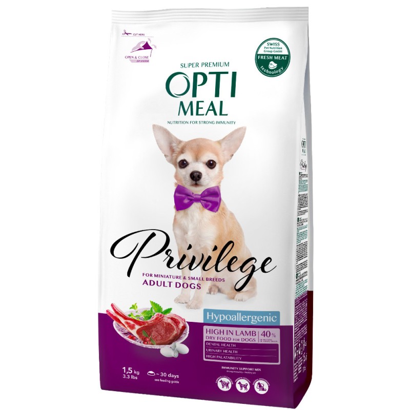 Optimeal Privilege Adult Dog Hypoallergenic Miniature & Small Гіпоалергенний сухий корм для дорослих собак дрібних порід з ягнятком