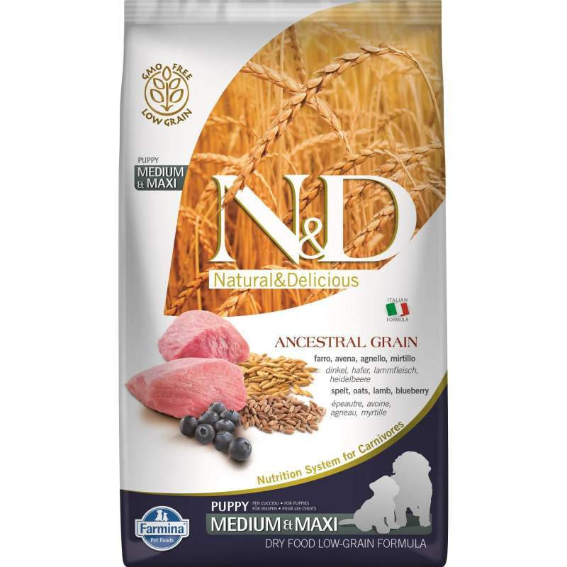 Farmina N&D Low Grain Lamb & Blueberry Puppy Medium & Maxi Сухий корм для цуценят середніх і великих порід з ягнятком та чорницею