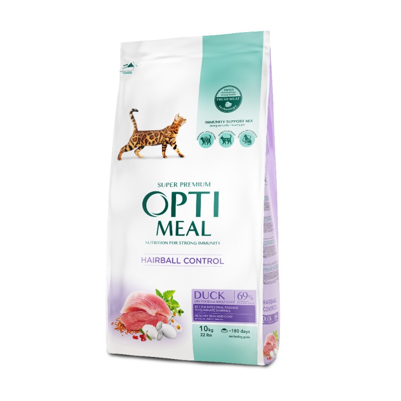 Optimeal Cat Adult Hairball Control Duck Сухий корм для дорослих кішок з ефектом виведення вовни з качкою
