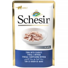 Schesir Tuna with Seabass Консерви для кішок з тунцем та морським окунем у желе (пауч)