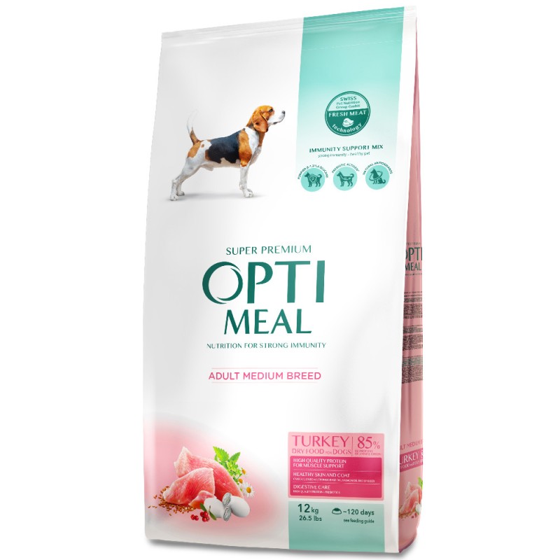 Optimeal Dog Medium Adult Сухий корм для дорослих собак середніх порід з індичкою
