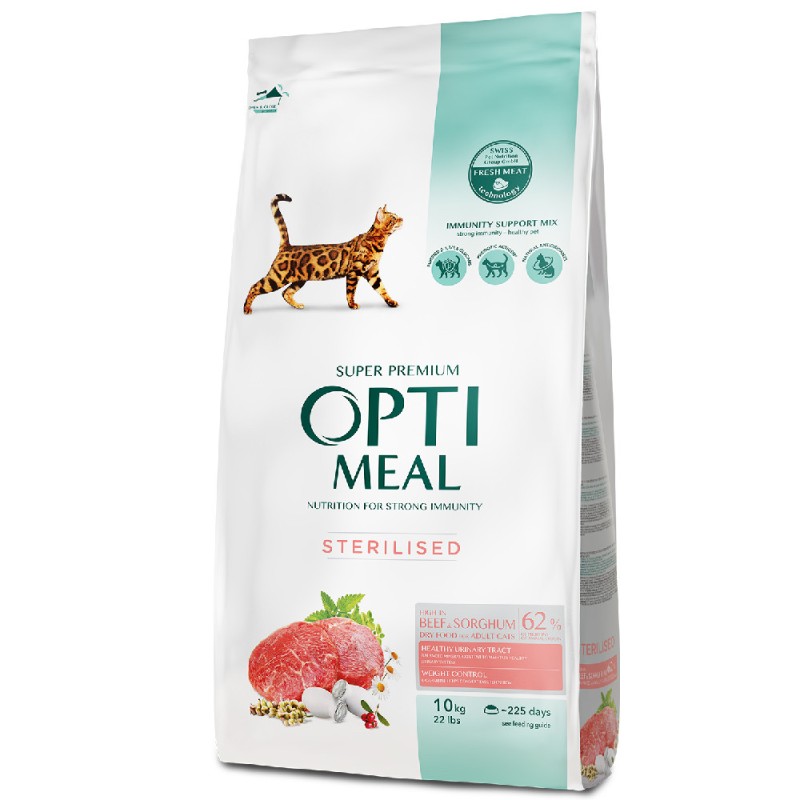 Optimeal Cat Adult Sterilised Beef & Sorghum Сухий корм для дорослих стерилізованих кішок з яловичиною та сорго