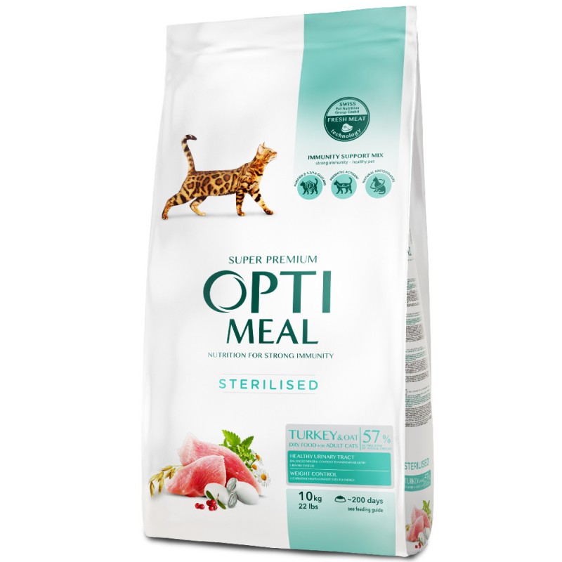 Optimeal Cat Adult Sterilised Turkey with Oat Сухой корм для взрослых стерилизованных кошек с индейкой и овсом
