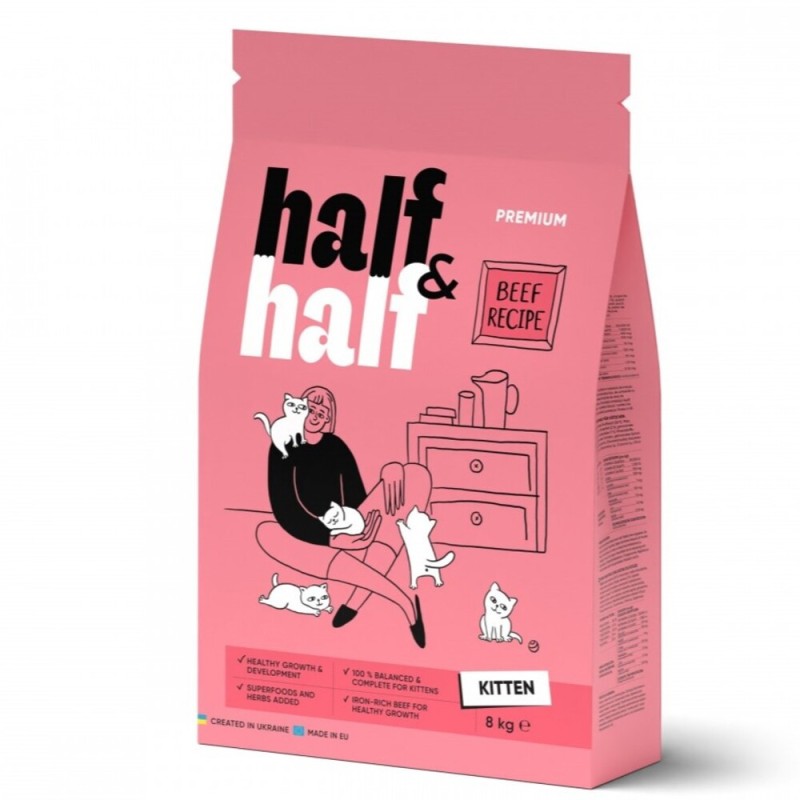 Half&Half Kitten Beef Сухой корм для котят с говядиной