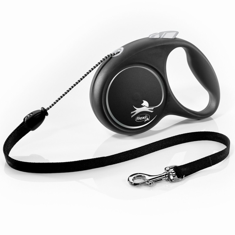 Flexi Black Design Поводок рулетка для собак трос серебро