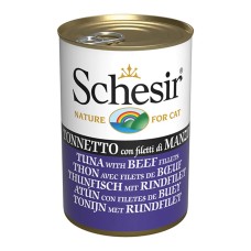 Schesir Tuna with Beef Fillets Консерви для кішок з тунцем та філе яловичини в желе (банка)