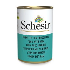 Schesir Tuna with Ham Консерви для кішок з тунцем і шинкою в бульйоні (банка)