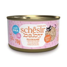 Schesir Ваву Chicken With Salmon Консерви для кошенят з куркою та лососем у бульйоні (банка)