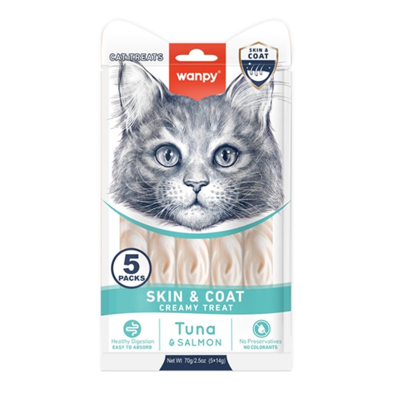 Wanpy Functional Creamy Lickable Treats Skin & Coat Лакомства для кошек жидкое для кожи и шерсти